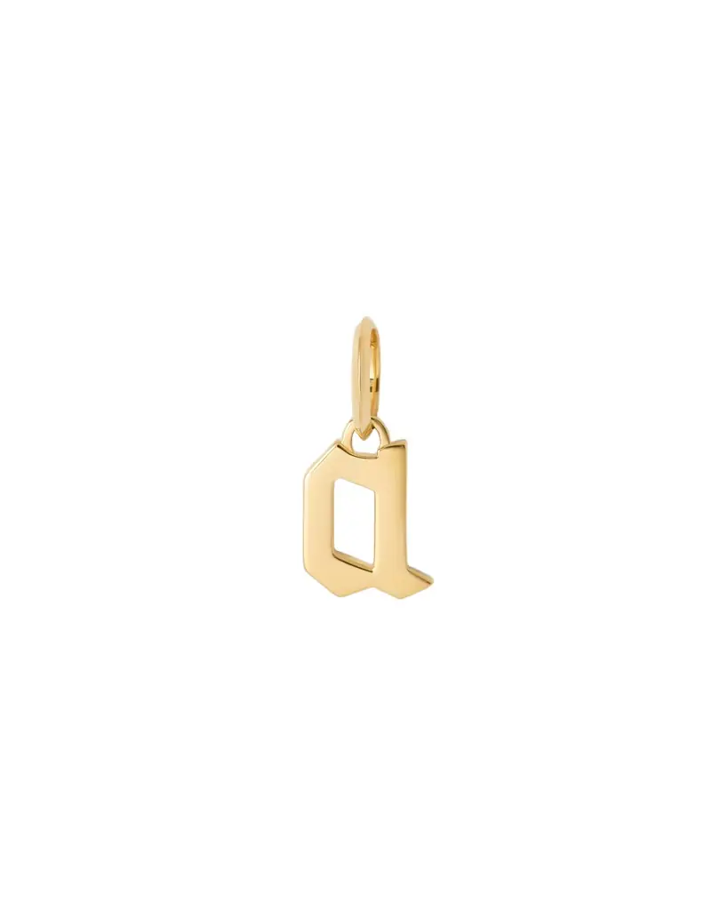 Jennifer Fisher Lower Case Gothic Letter Charm in 14K Yellow Gold A Jennifer Fisher Lower Case Gothic Letter Charm in 14K Yellow Gold A