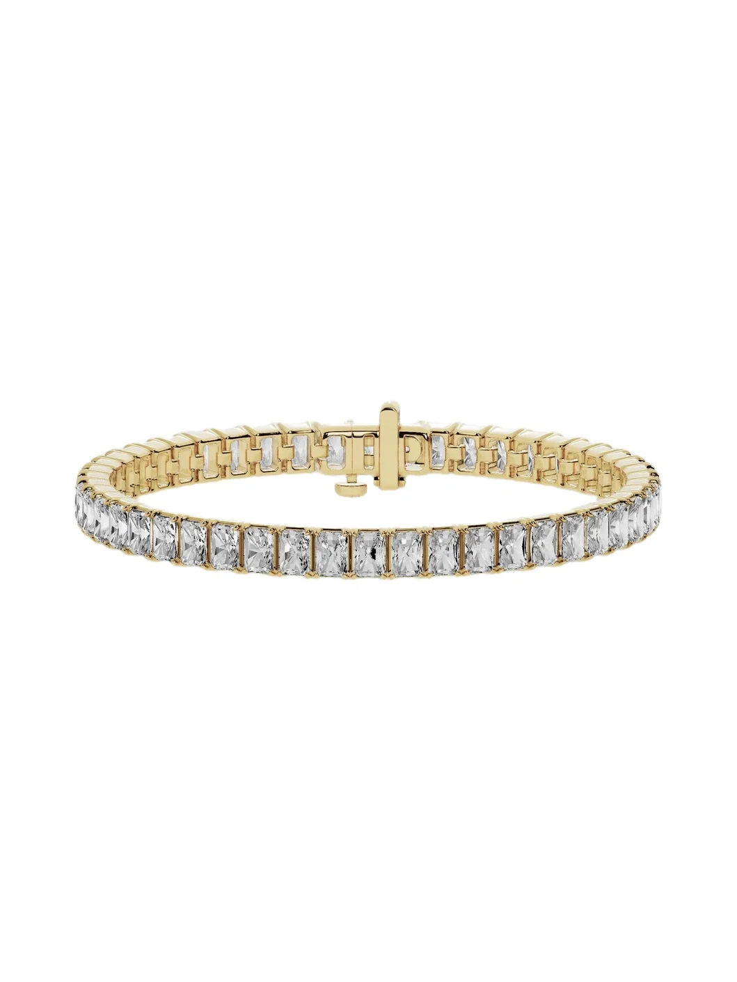 Lab Diamond Radiant Cut Tennis Bracelet 18K Yellow Gold
