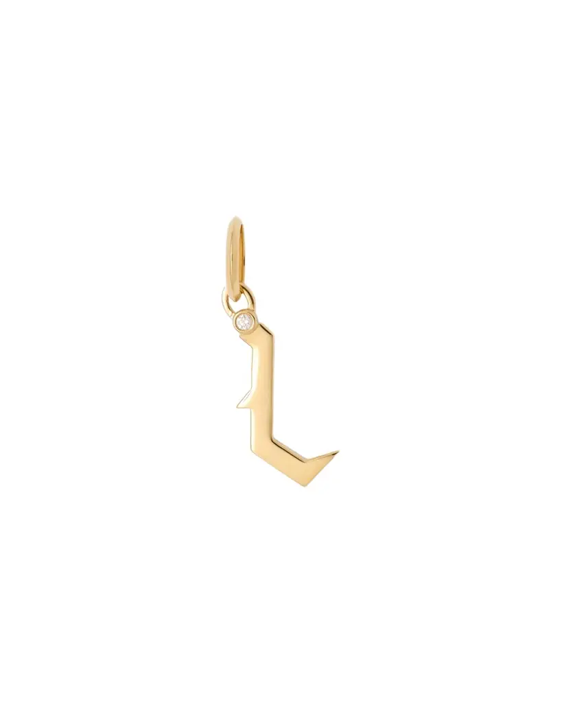 Jennifer Fisher Capital Gothic Letter Charm with Diamond in 18K Yellow Gold L Jennifer Fisher Capital Gothic Letter Charm with Diamond in 18K Yellow Gold L