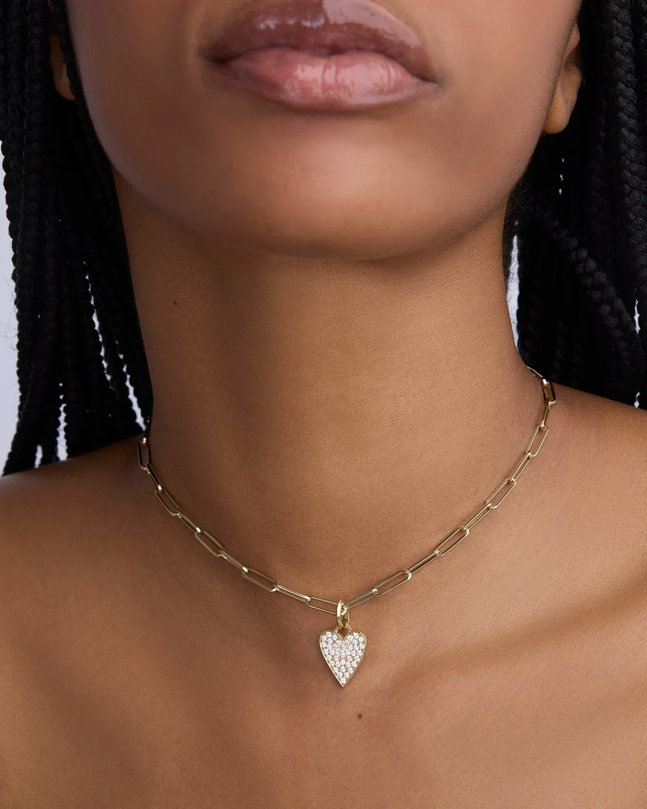 Medium Heart with Pavé White Diamonds 18K Yellow Gold Medium Heart with Pavé White Diamonds 18K Yellow Gold