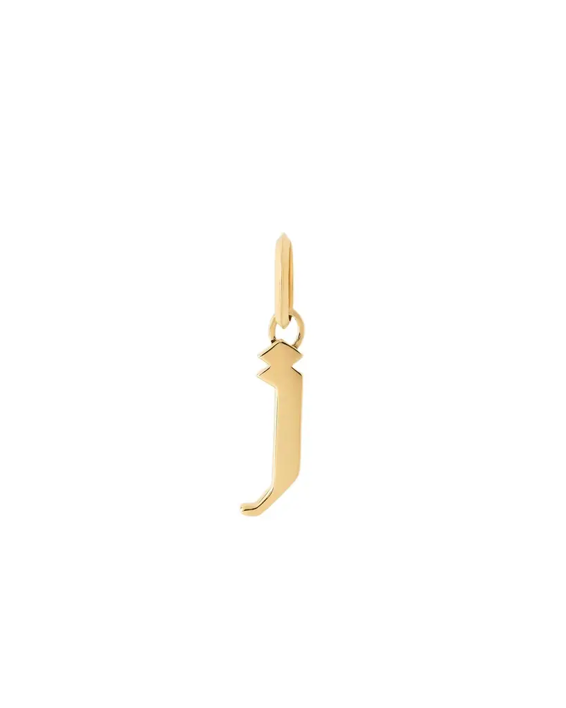 Jennifer Fisher Lower Case Gothic Letter Charm in 14K Yellow Gold J Jennifer Fisher Lower Case Gothic Letter Charm in 14K Yellow Gold J