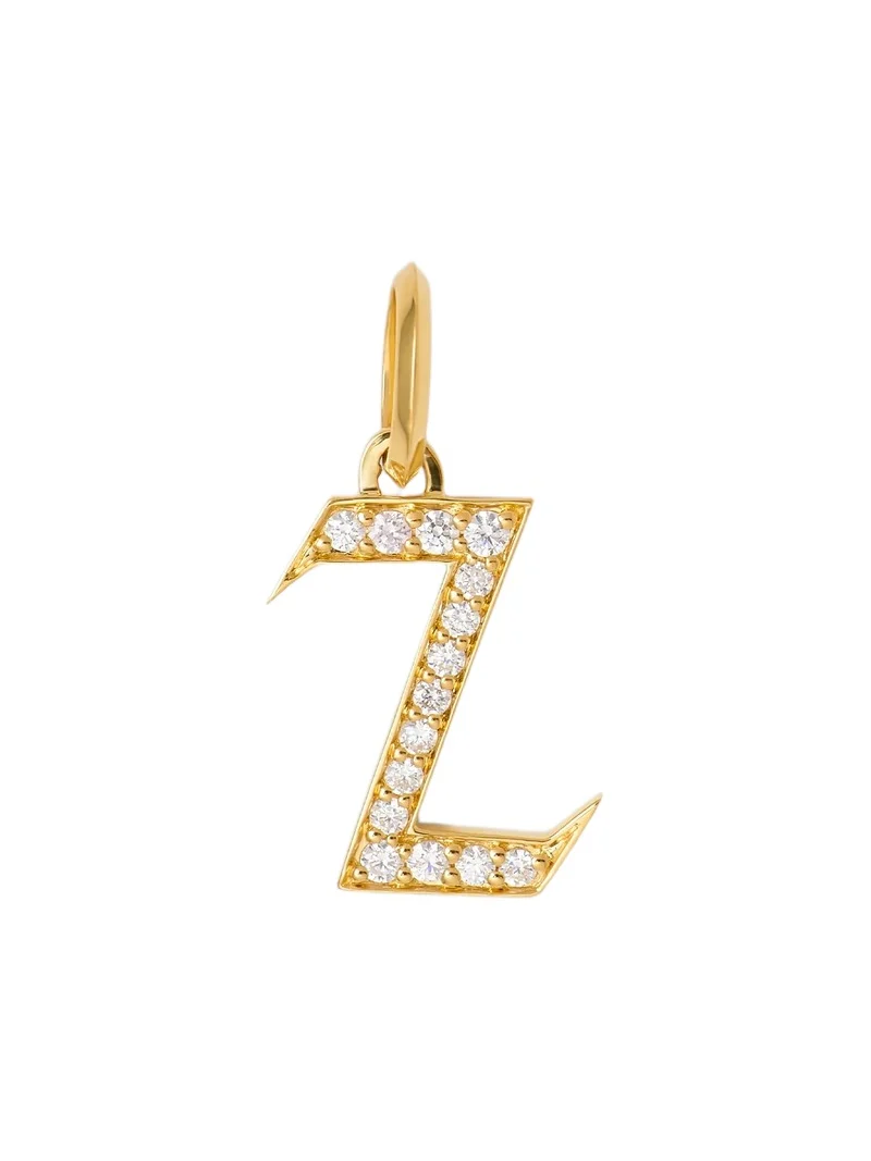 Jennifer Fisher Capital Gothic Letter Charm with Pavé White Diamonds Z / 18K Yellow Gold