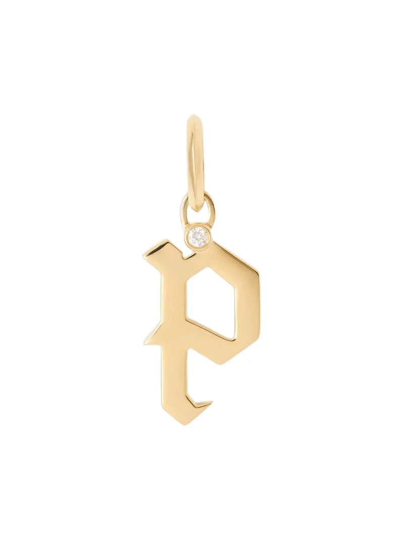 Jennifer Fisher Capital Gothic Letter Charm with Diamond in 18K Yellow Gold P Jennifer Fisher Capital Gothic Letter Charm with Diamond in 18K Yellow Gold P