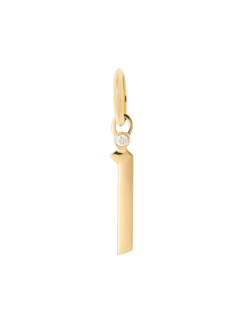Gothic Number Charm with Diamond in 18K Yellow Gold 1 Gothic Number Charm with Diamond in 18K Yellow Gold 1