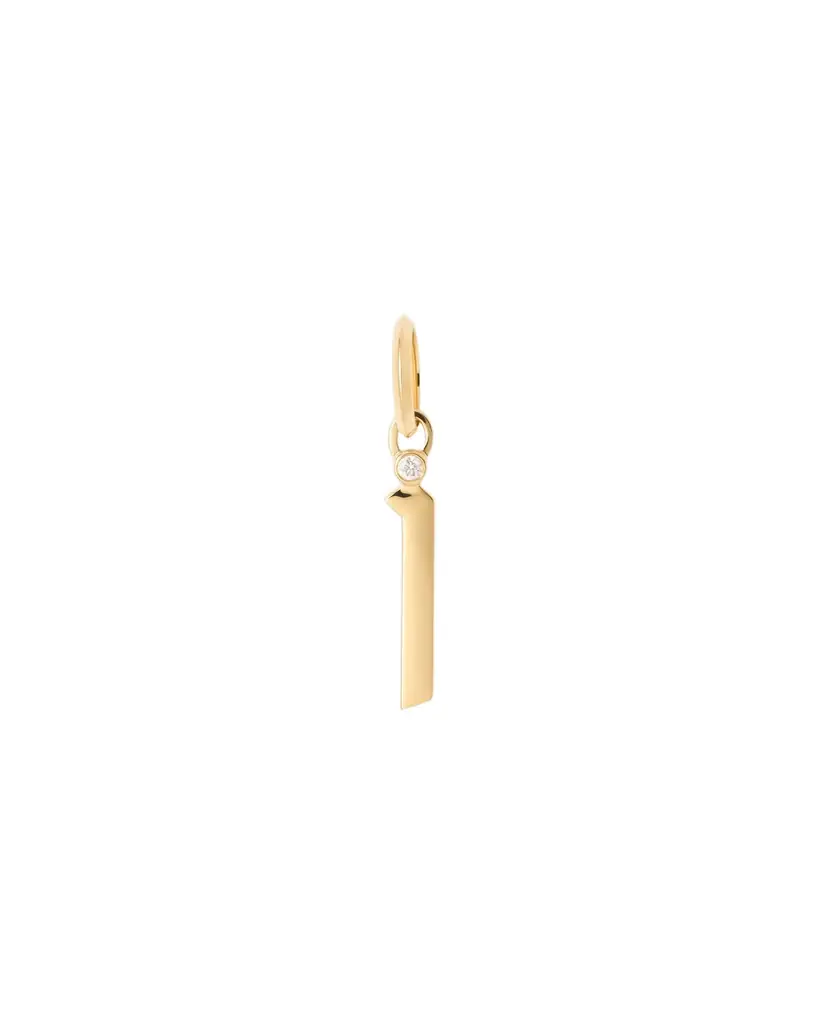 Jennifer Fisher Gothic Number Charm with Diamond in 18K Yellow Gold 1