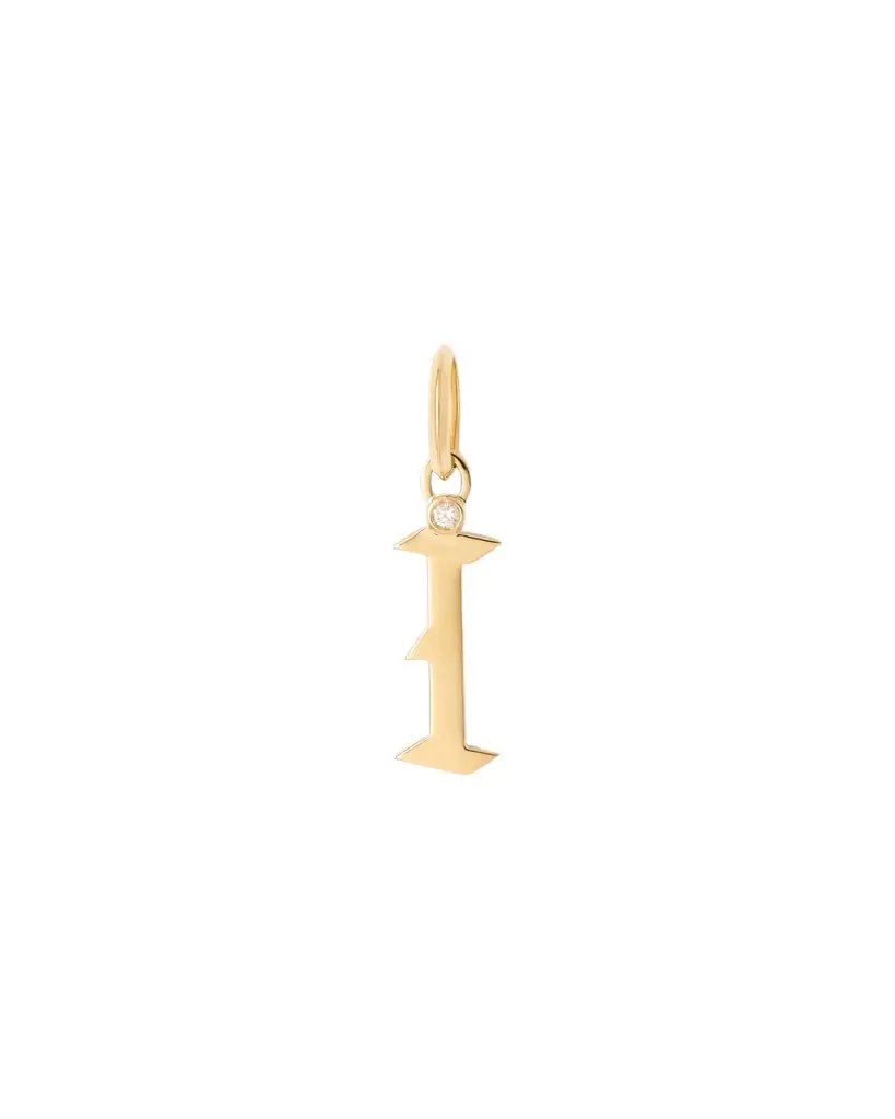 Jennifer Fisher Jennifer Fisher Capital Gothic Letter Charm with Diamond in 18K Yellow Gold I