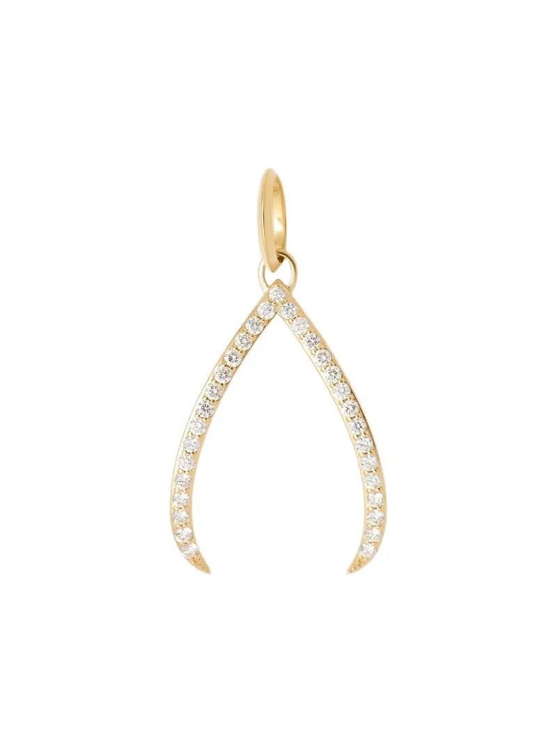 Wishbone Charm with Pavé White Diamonds 18K Yellow Gold Wishbone Charm with Pavé White Diamonds 18K Yellow Gold