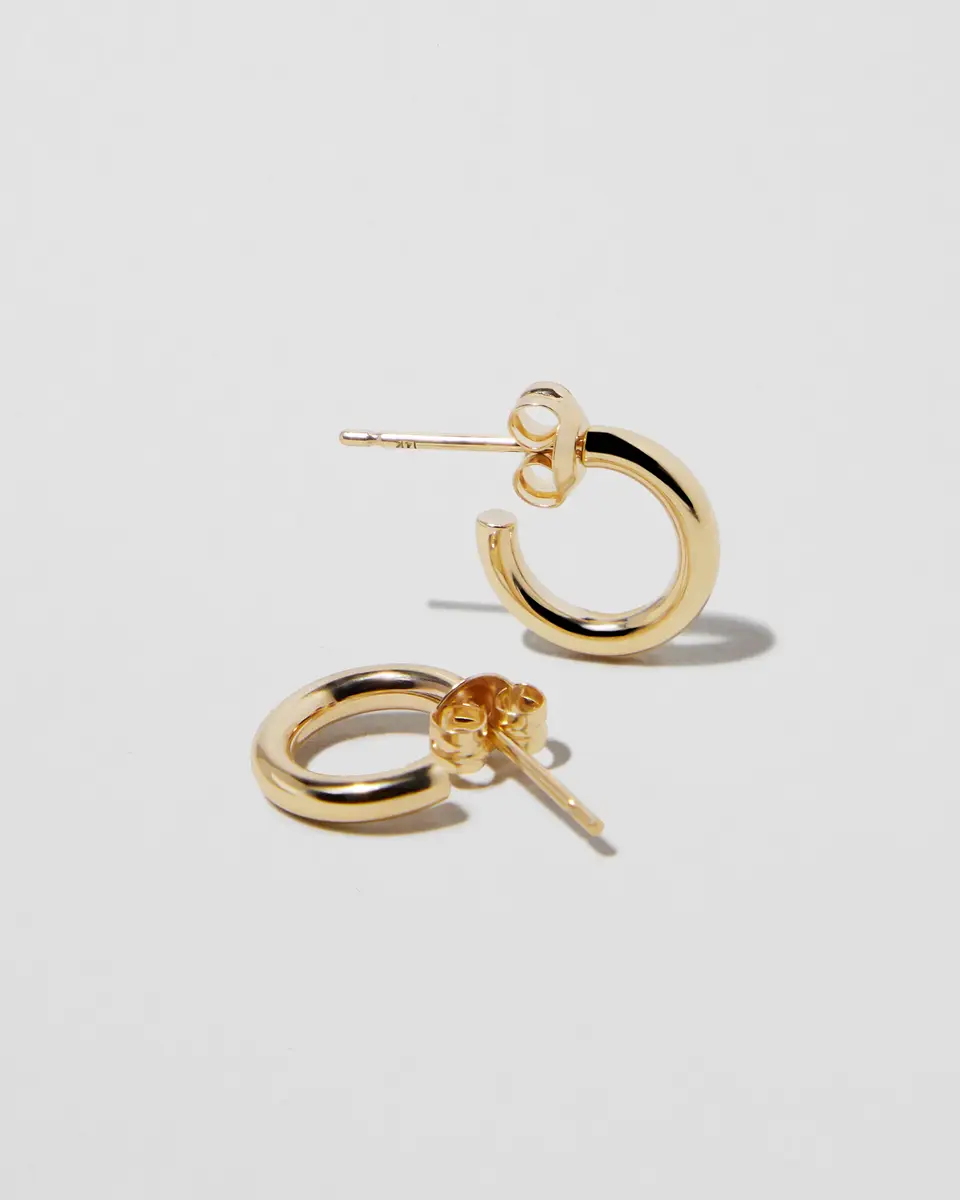 Jennifer Fisher Jennifer Fisher Micro Thread Huggies in 14K Yellow Gold 14K | Thumbnail 2