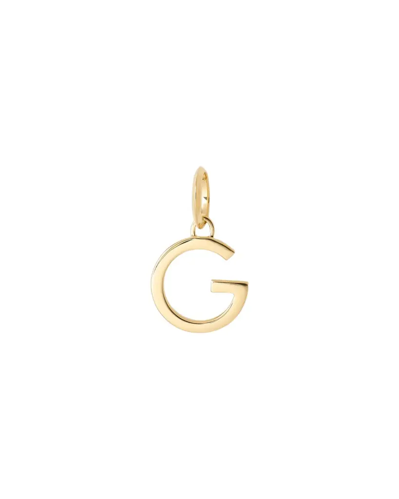 Jennifer Fisher Minimal Block Letter Charm in 14K Yellow Gold G Jennifer Fisher Minimal Block Letter Charm in 14K Yellow Gold G