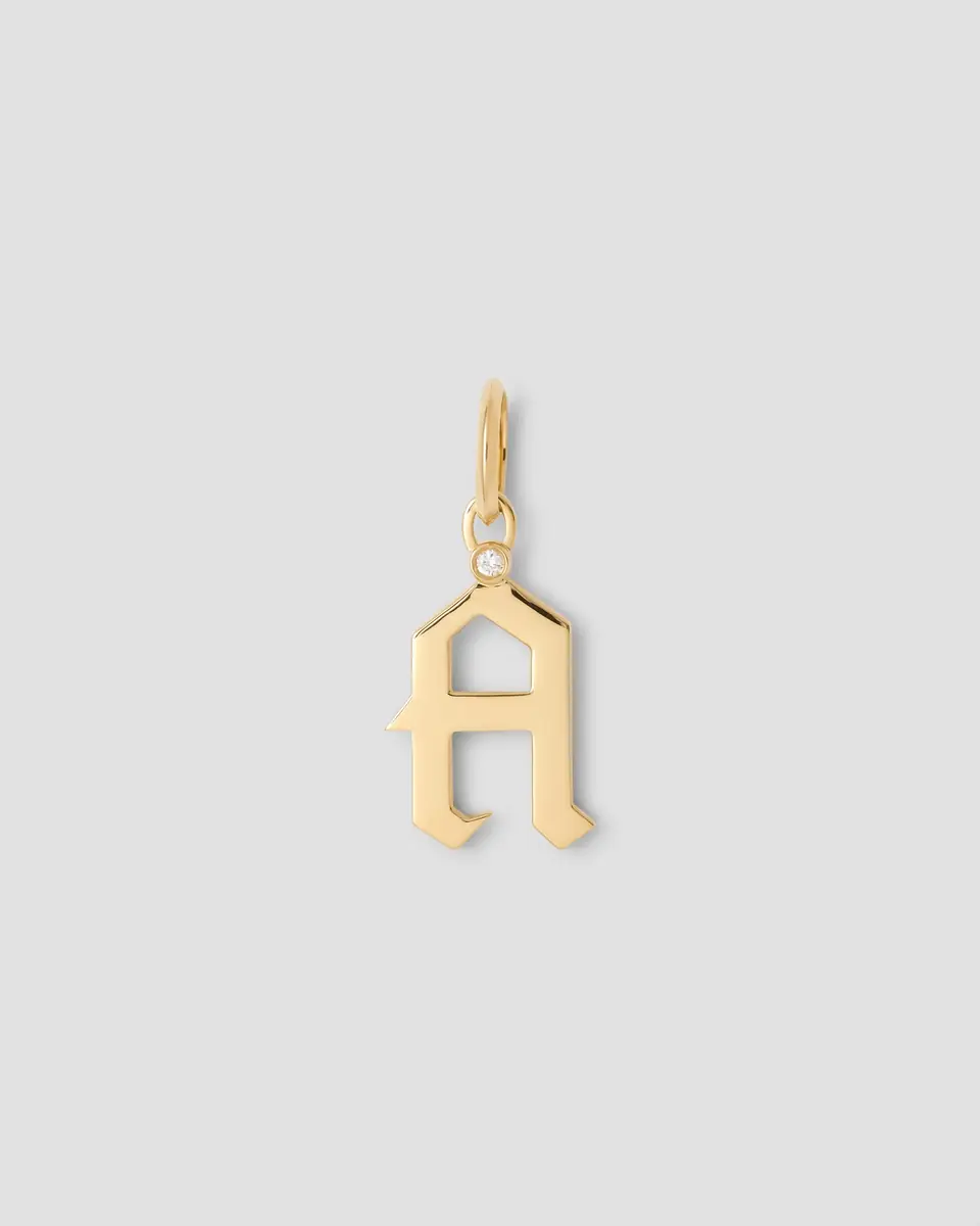 Jennifer Fisher Jennifer Fisher Capital Gothic Letter Charm with Diamond in 18K Yellow Gold K | Thumbnail 2 Jennifer Fisher Jennifer Fisher Capital Gothic Letter Charm with Diamond in 18K Yellow Gold K | Thumbnail 2