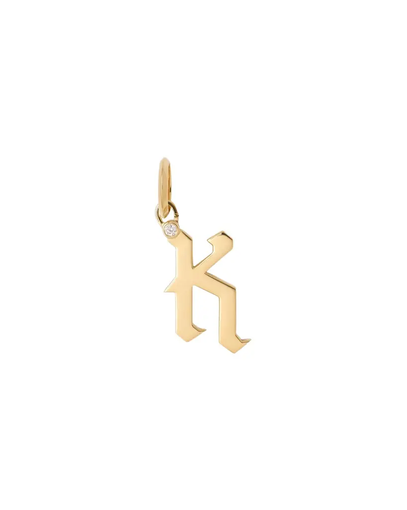 Jennifer Fisher Jennifer Fisher Capital Gothic Letter Charm with Diamond in 18K Yellow Gold K