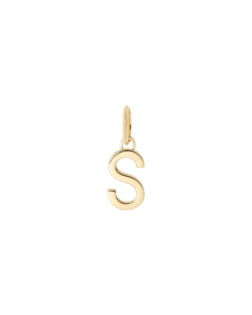 Jennifer Fisher Minimal Block Letter Charm in 14K Yellow Gold S Jennifer Fisher Minimal Block Letter Charm in 14K Yellow Gold S