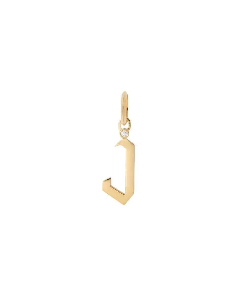 Jennifer Fisher Jennifer Fisher Capital Gothic Letter Charm with Diamond in 18K Yellow Gold J