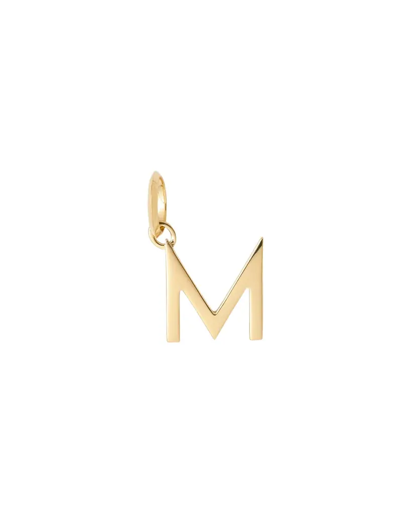 Jennifer Fisher Minimal Block Letter Charm in 14K Yellow Gold M Jennifer Fisher Minimal Block Letter Charm in 14K Yellow Gold M