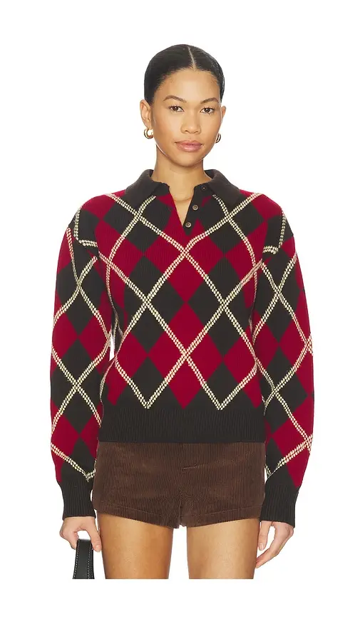 Guest In Residence Collegiate Argyle Polo Top | Thumbnail 2