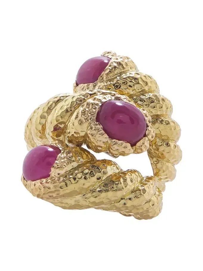 Ruby Hammered Tripple Rope Ring