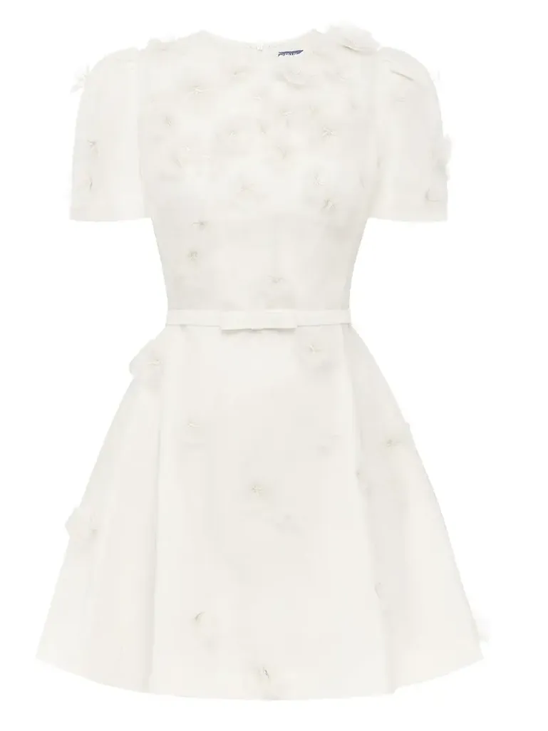 Elyse Petal-Embellished Linen-Silk Mini Dress