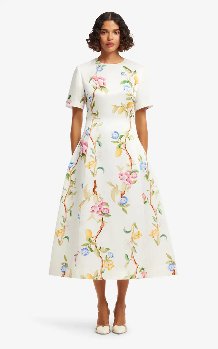 LEO LIN Caroline Floral-Print Linen-Silk Midi Dress | Thumbnail 2