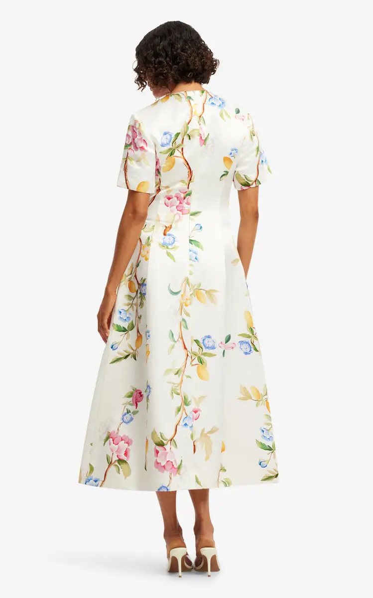 LEO LIN Caroline Floral-Print Linen-Silk Midi Dress | Thumbnail 5