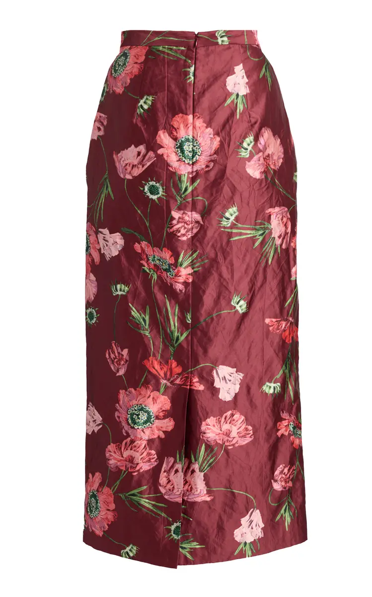 Erdem Floral Textured Satin Midi Skirt | Thumbnail 5 Erdem Floral Textured Satin Midi Skirt | Thumbnail 5