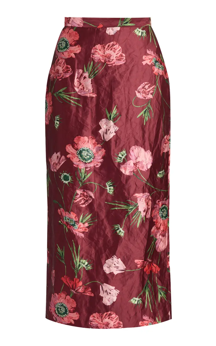 Erdem Floral Textured Satin Midi Skirt | Thumbnail 7 Erdem Floral Textured Satin Midi Skirt | Thumbnail 7