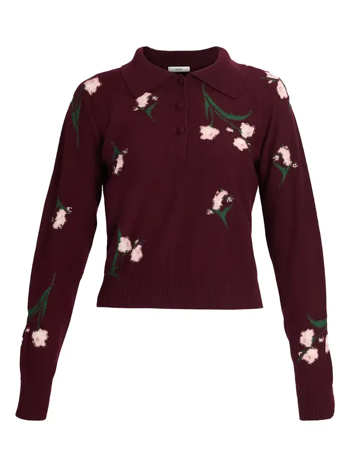 Merino Floral-Knit Wool-Blend Sweater