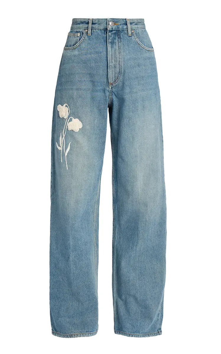 Embroidered Rigid High-Rise Straight-Leg Jeans Embroidered Rigid High-Rise Straight-Leg Jeans