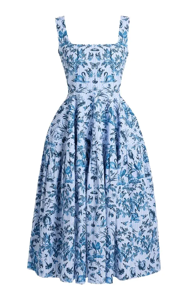 Ruffled Poplin Cotton Midi Dress