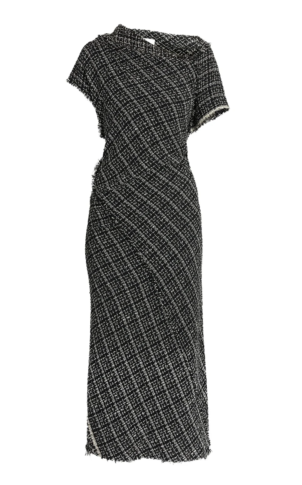 Asymmetric Tweed Wool Midi Dress Asymmetric Tweed Wool Midi Dress