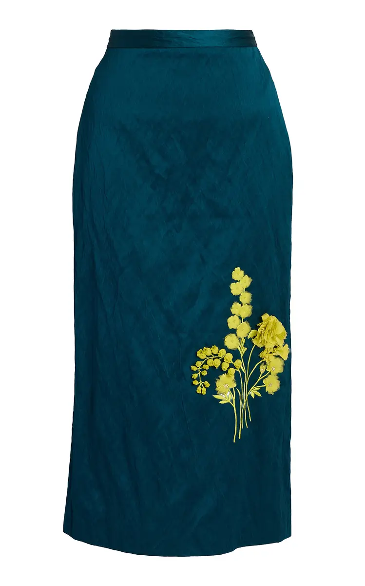 Erdem Floral Embroidered Satin Midi Skirt | Thumbnail 2 Erdem Floral Embroidered Satin Midi Skirt | Thumbnail 2