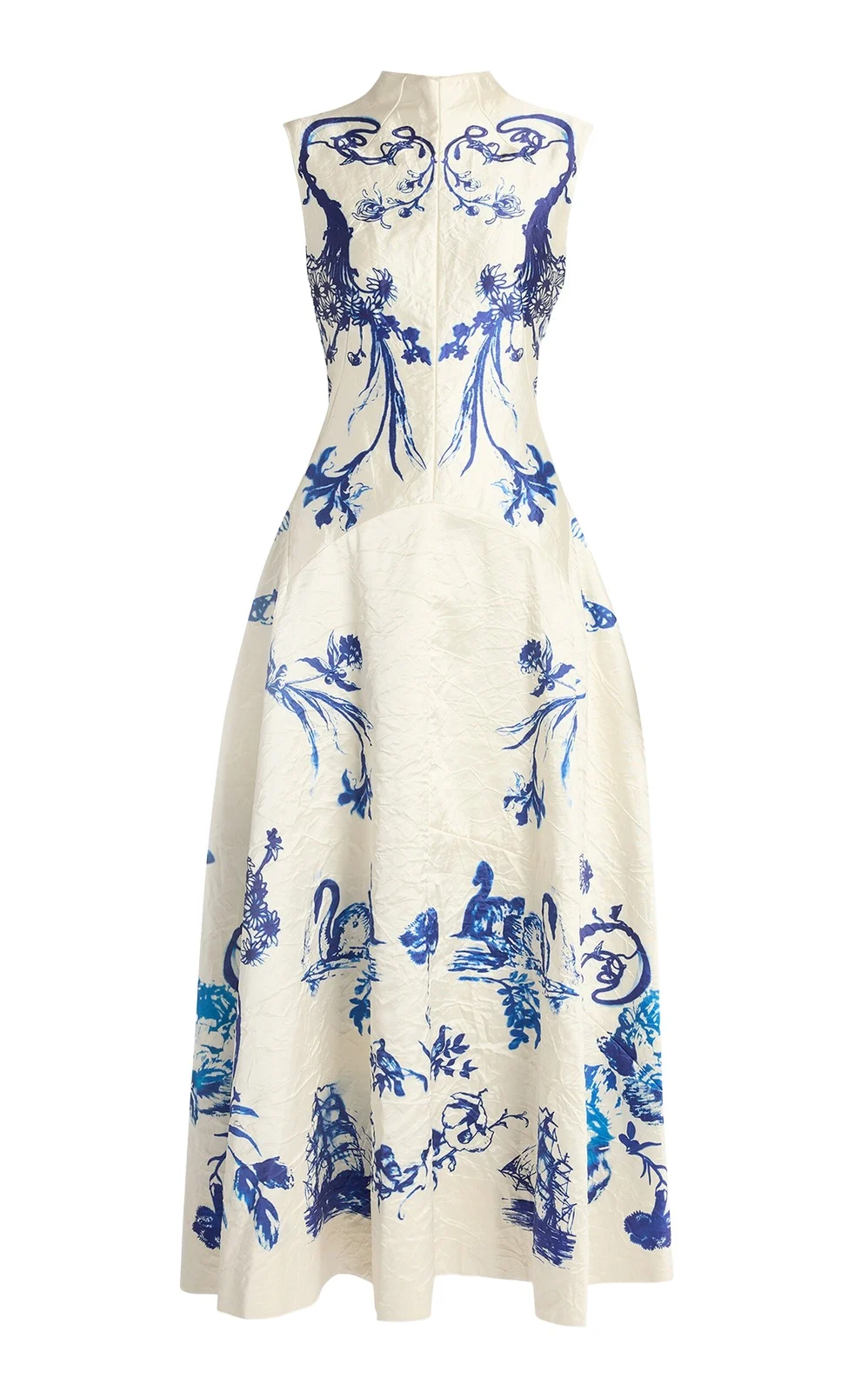 Floral Ruffled Satin Midi Dress