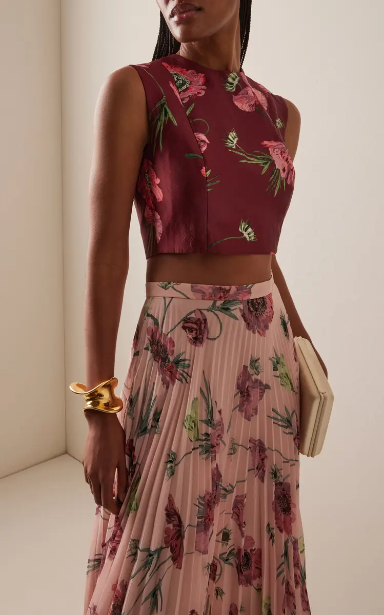 Erdem Floral Textured Satin Cropped Top | Thumbnail 2