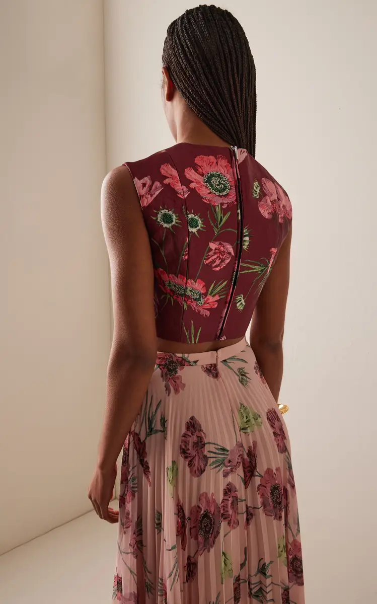 Erdem Floral Textured Satin Cropped Top | Thumbnail 4