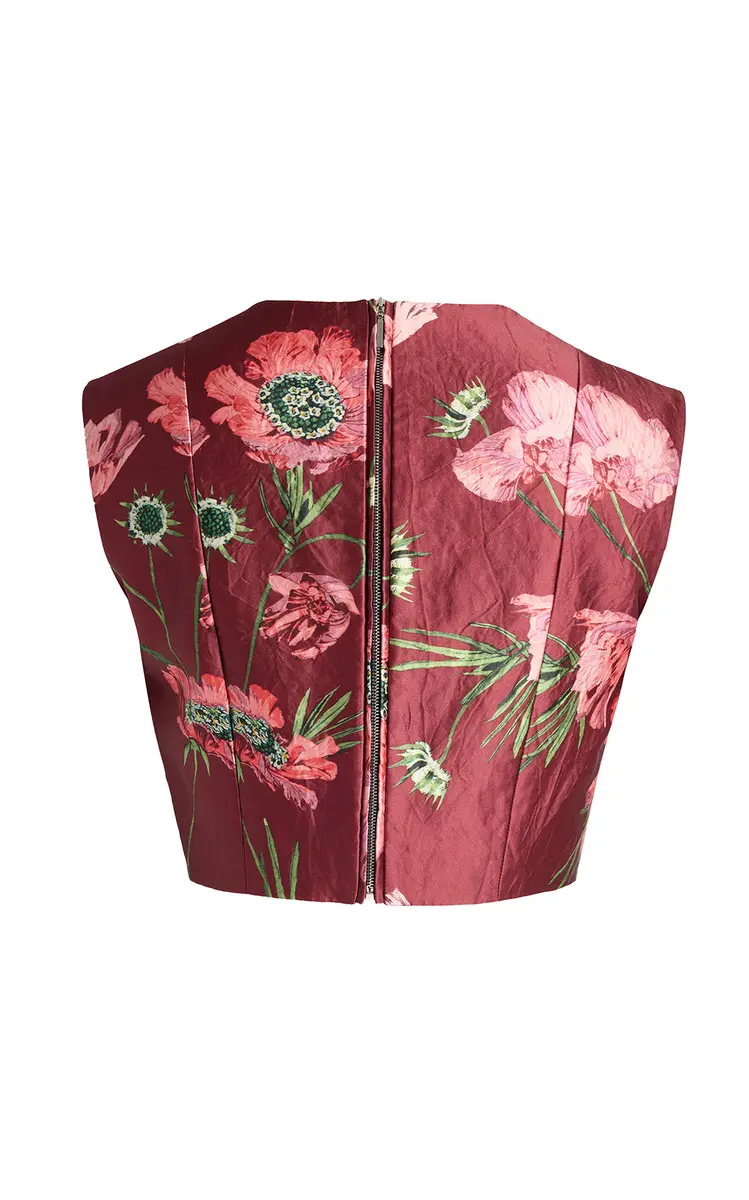 Erdem Floral Textured Satin Cropped Top | Thumbnail 5