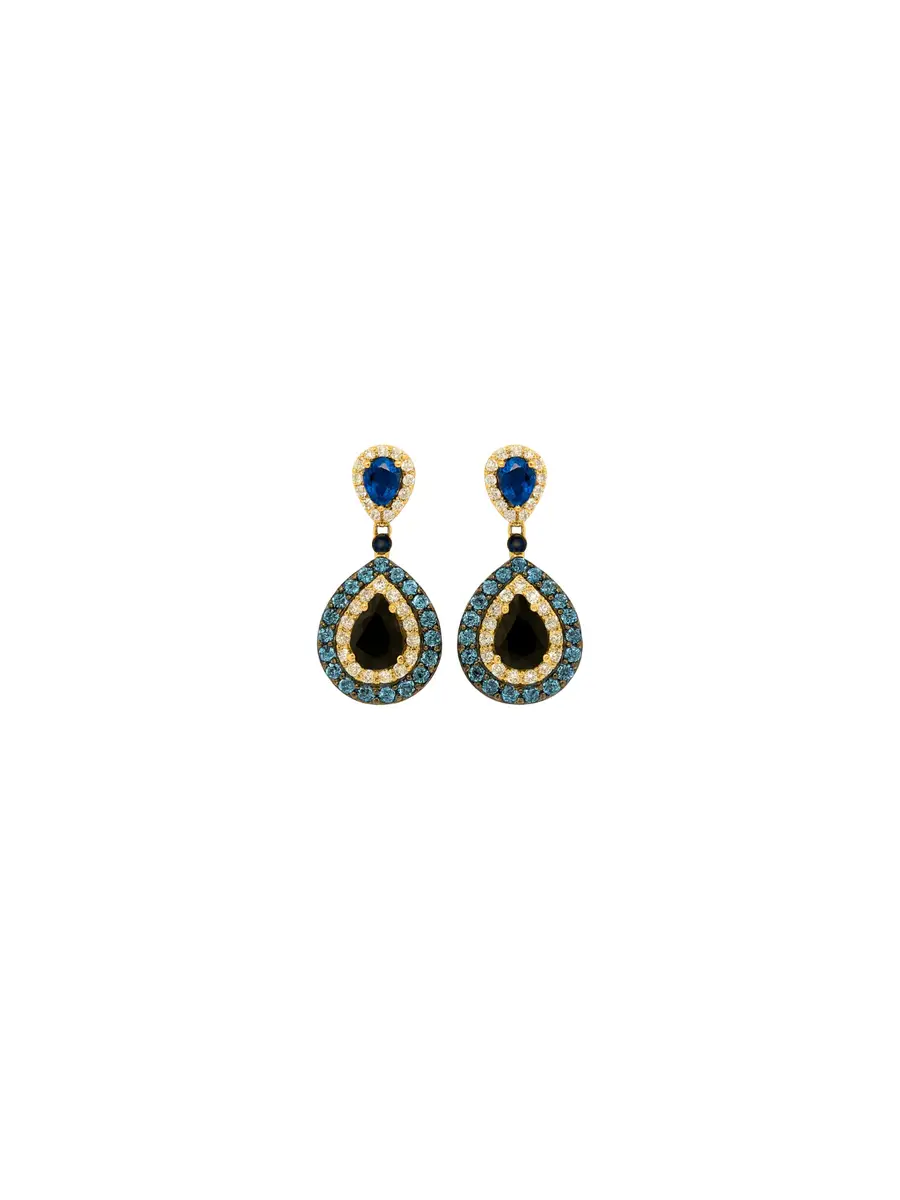 Wish Fine Jewelry 3.03ct Diamond Sappphire 14K Gold Drop Earrings | Image 1 Wish Fine Jewelry 3.03ct Diamond Sappphire 14K Gold Drop Earrings | Image 1