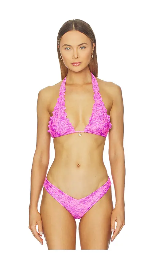 Kulani Kinis Lettuce Edge Halter Bikini Top | Image 1 Kulani Kinis Lettuce Edge Halter Bikini Top | Image 1