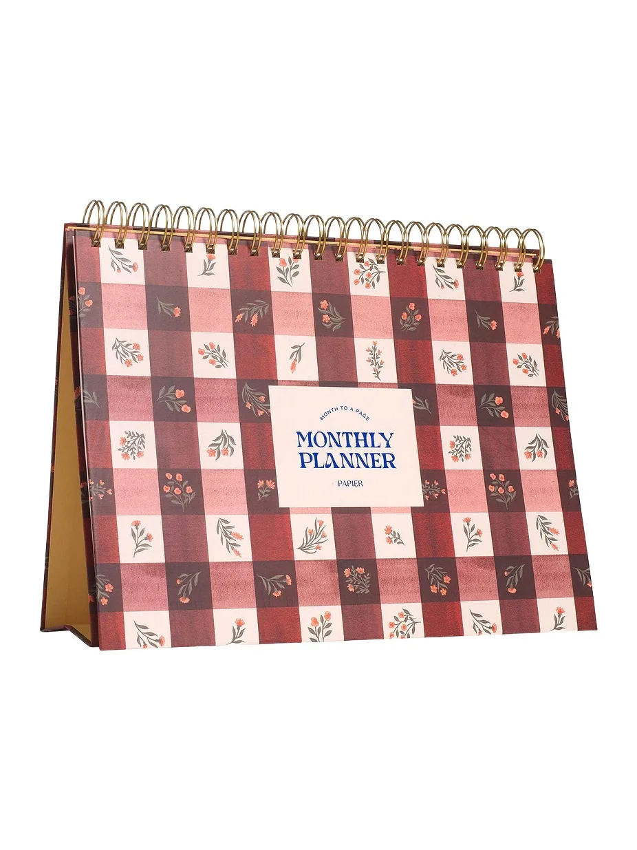 Papier Floral Gingham Monthly Desk Pad