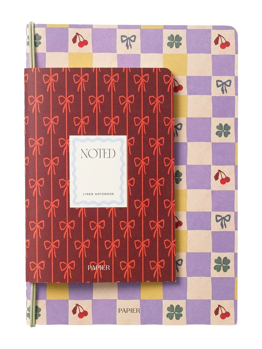 Papier Checkerboard & Bows Softcover Notebook Set Of 2