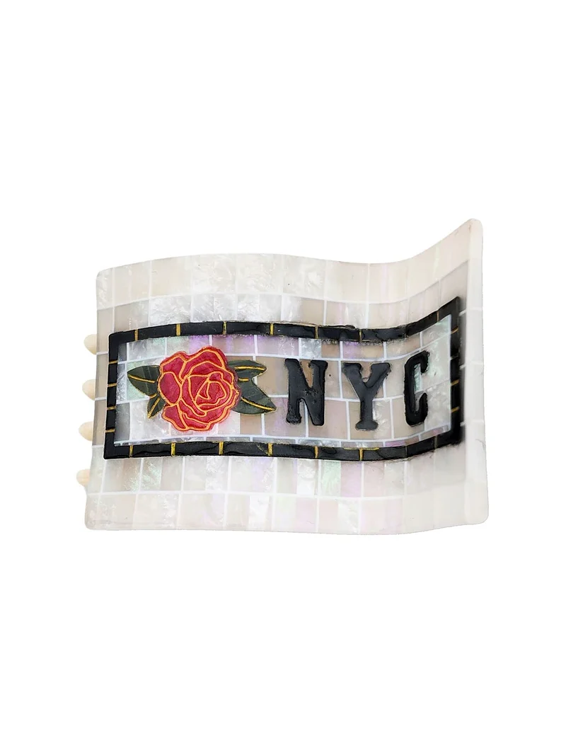 Solar Eclipse Hand-Painted NYC Subway Heart Hair Lay Down Claw Hair Clip