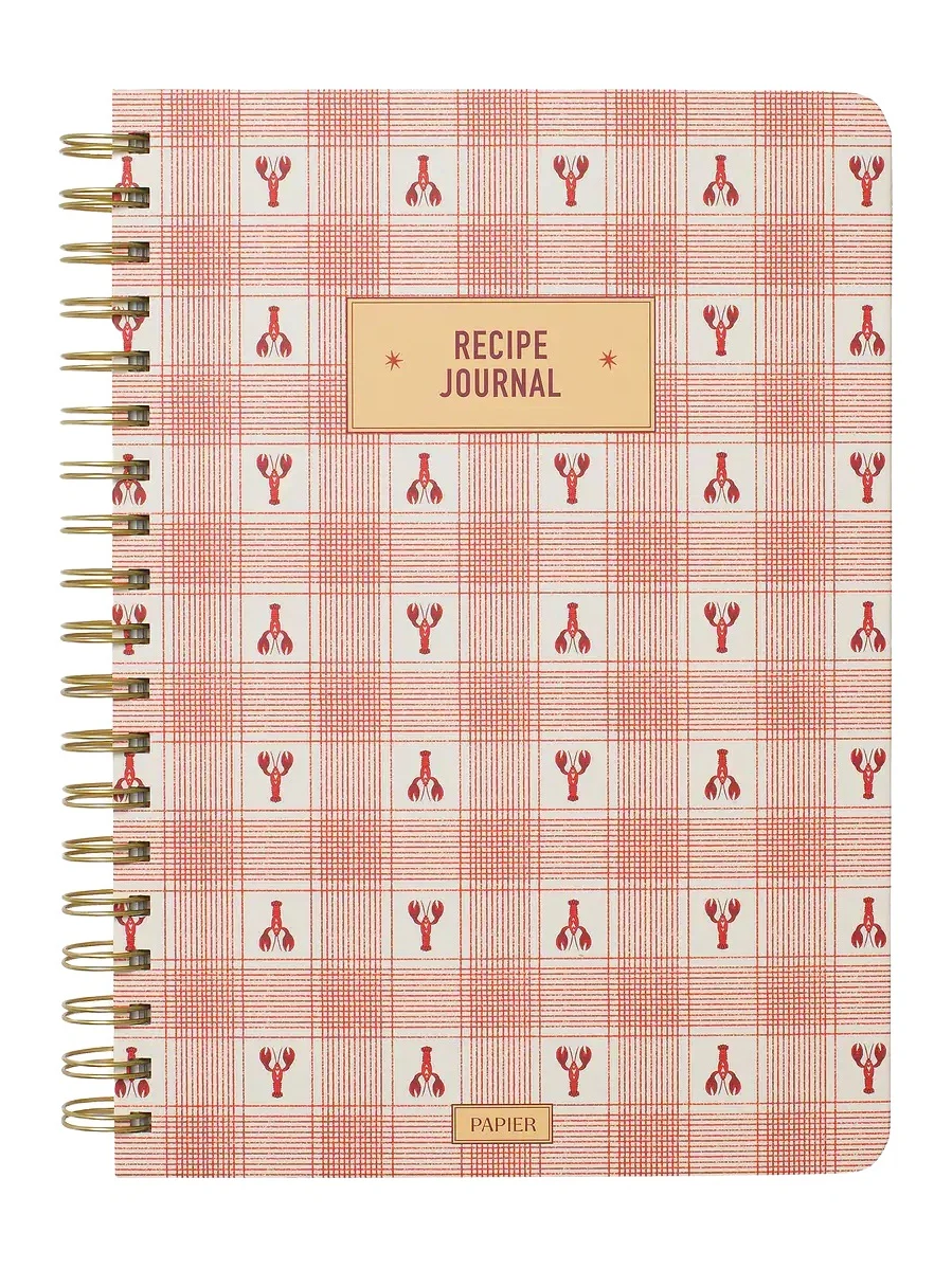 Papier Lobster Gingham Spiral Recipe Journal