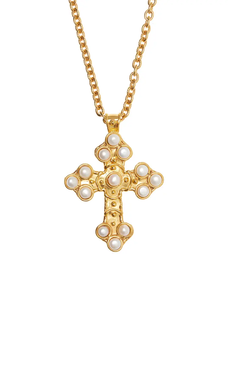 Sylvia Toledano Croix Pearl Gold-Plated Necklace | Thumbnail 4 Sylvia Toledano Croix Pearl Gold-Plated Necklace | Thumbnail 4