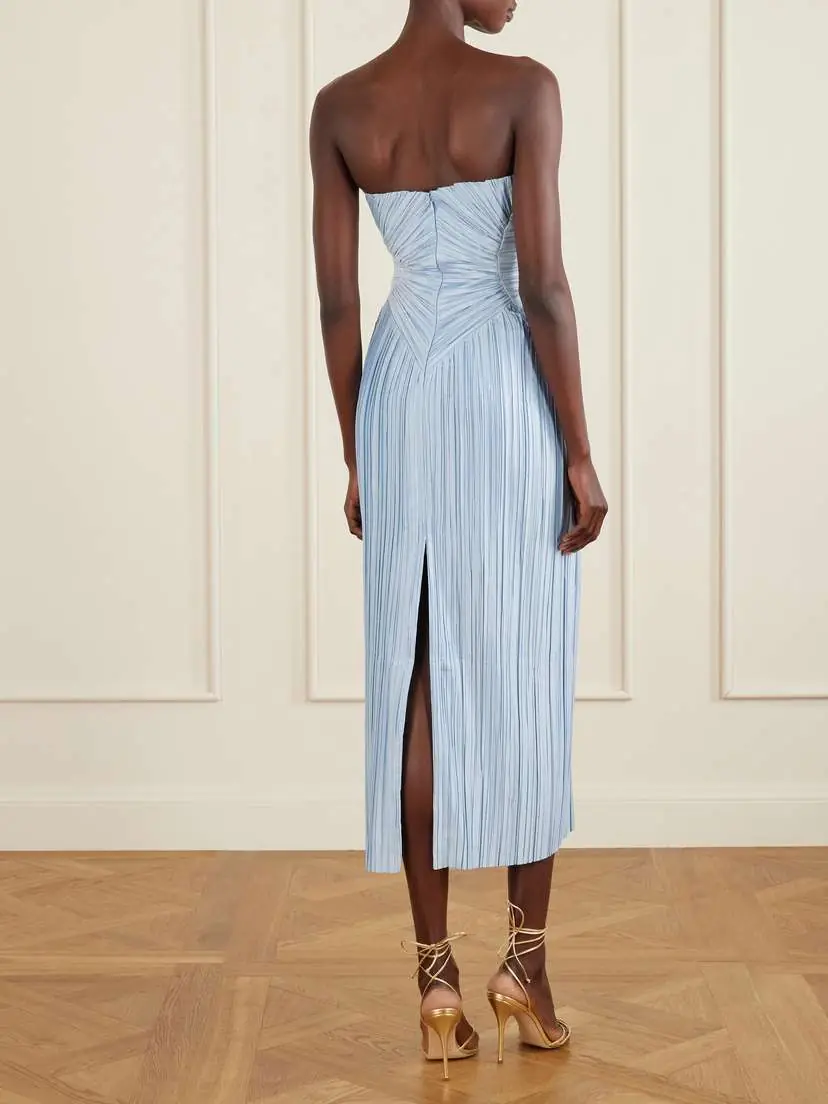 Cult Gaia Ashika Pleated-satin Gown | Thumbnail 3 Cult Gaia Ashika Pleated-satin Gown | Thumbnail 3