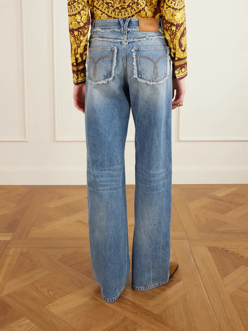 Versace Distressed Mid-rise Straight-leg Jeans | Thumbnail 4