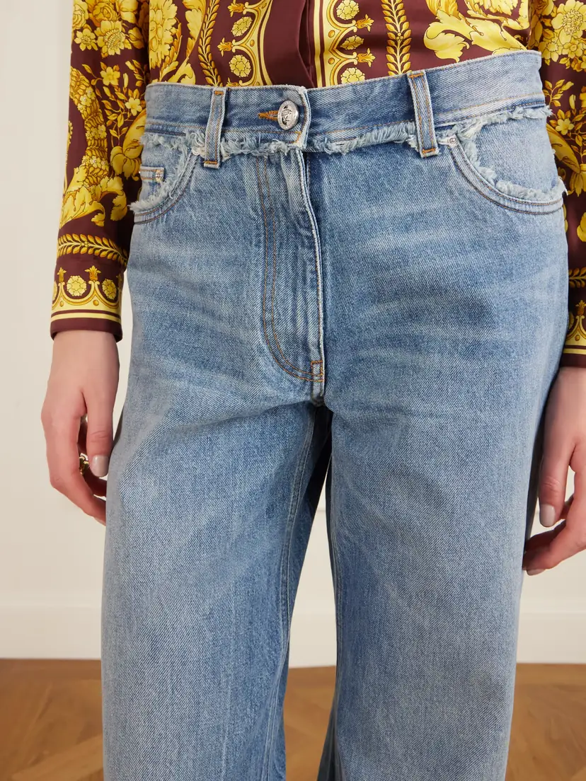 Versace Distressed Mid-rise Straight-leg Jeans | Thumbnail 5