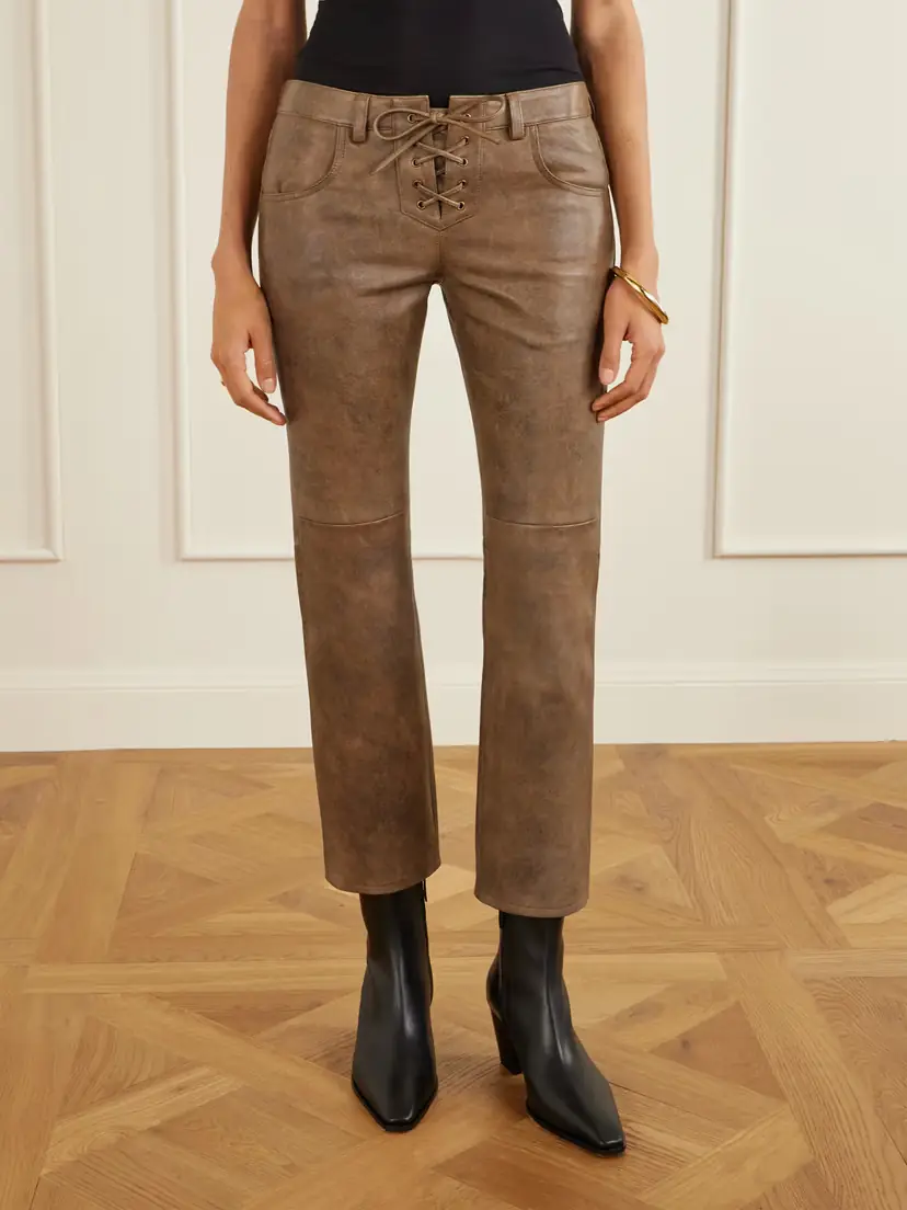 Isabel Marant Vanel Lace-up Leather Slim-leg Pants | Thumbnail 3