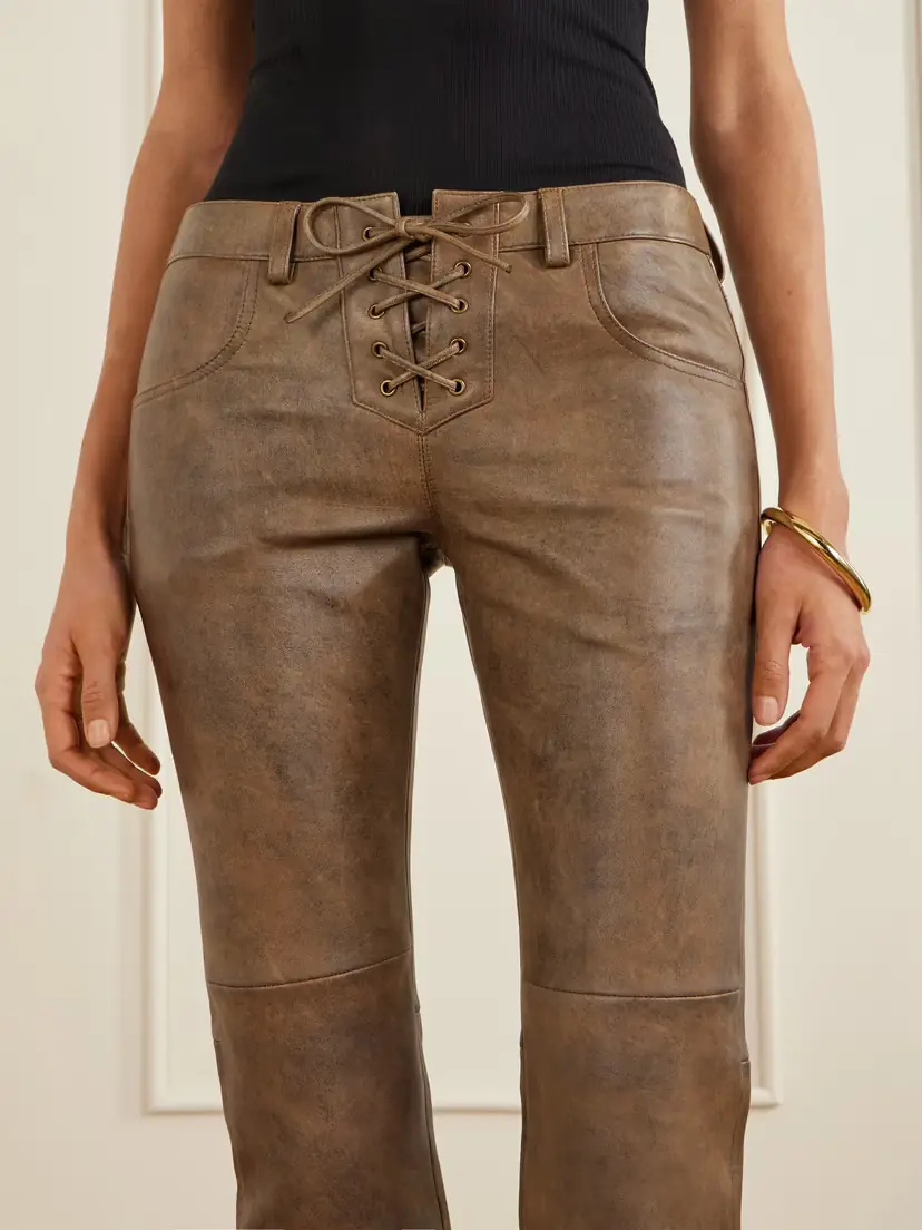 Isabel Marant Vanel Lace-up Leather Slim-leg Pants | Thumbnail 5