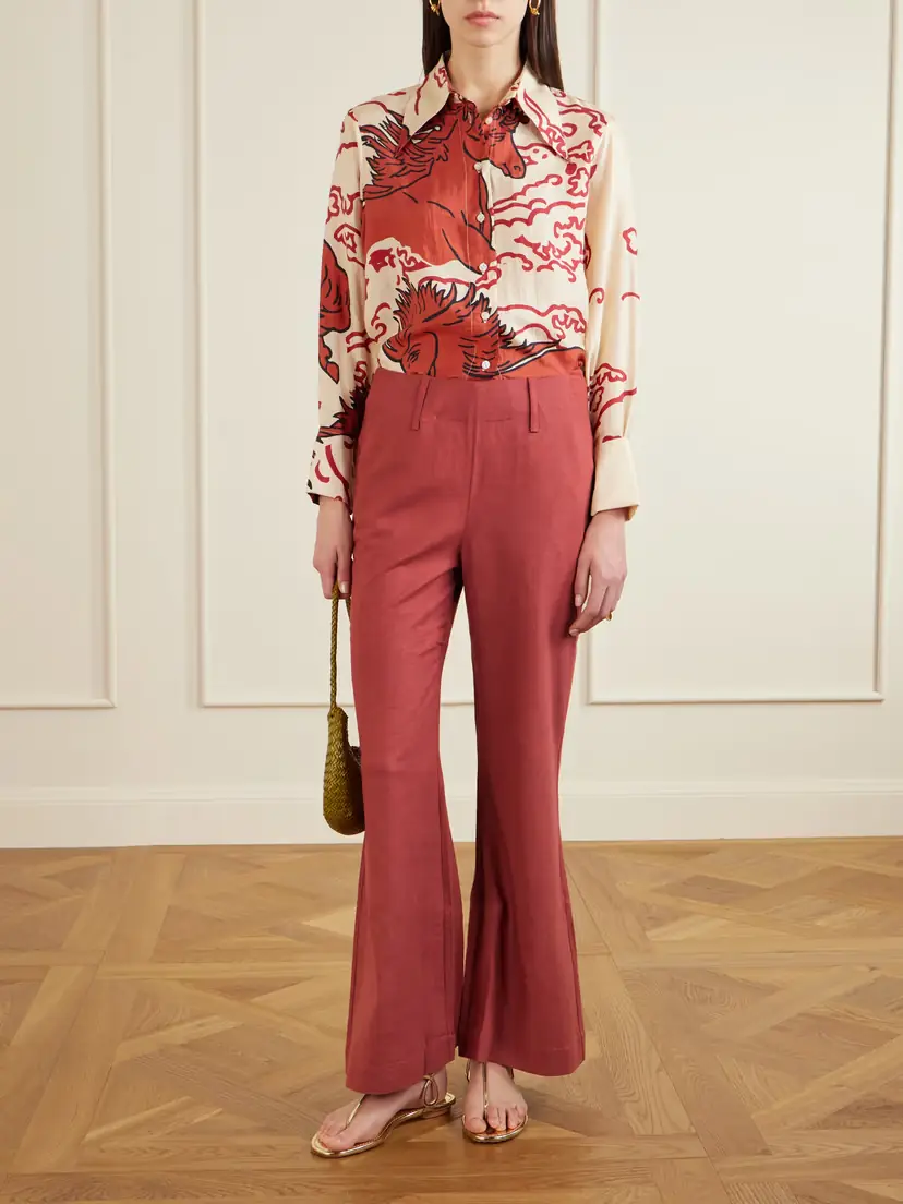 ALIX OF BOHEMIA Charlie Silk Flared Pants | Thumbnail 2