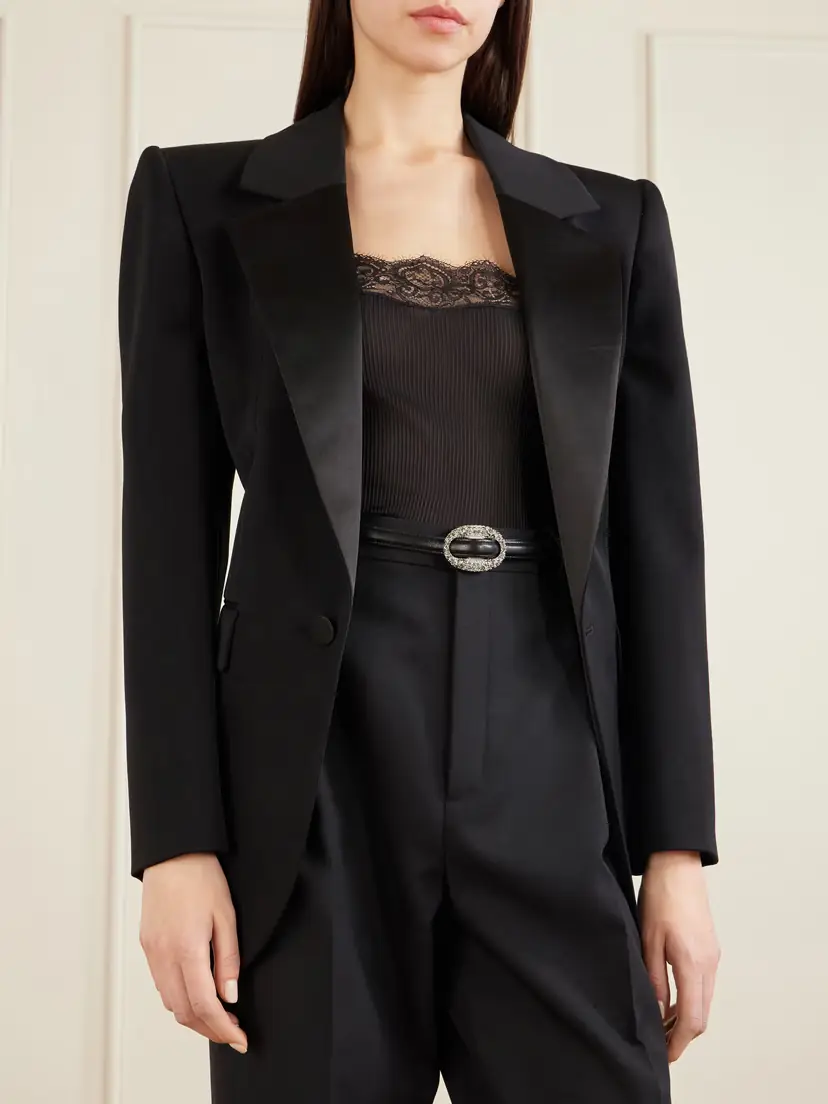 Saint Laurent Crystal-embellished Leather Belt | Thumbnail 2 Saint Laurent Crystal-embellished Leather Belt | Thumbnail 2