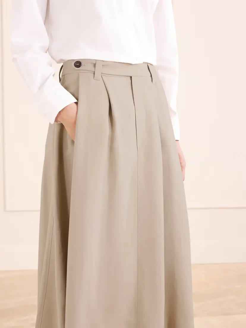 Brunello Cucinelli Embellished Pleated Twill Midi Skirt | Thumbnail 5