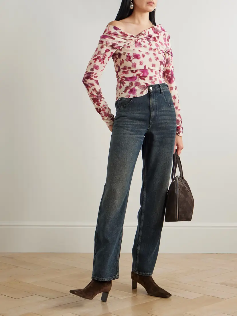 Isabel Marant Danka Off-the-shoulder Draped Floral-print Stretch-silk Top | Thumbnail 2 Isabel Marant Danka Off-the-shoulder Draped Floral-print Stretch-silk Top | Thumbnail 2